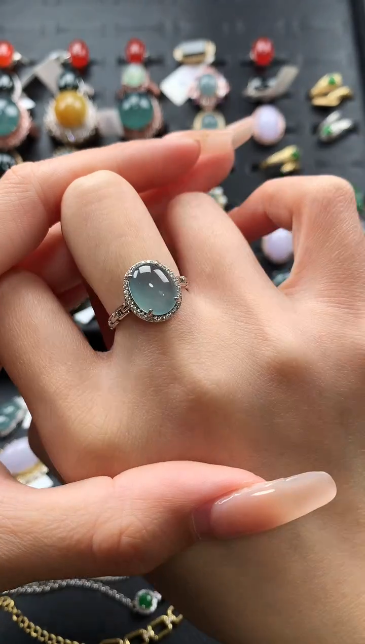 【闪购商品】翡翠戒指银S925镶嵌76869698678