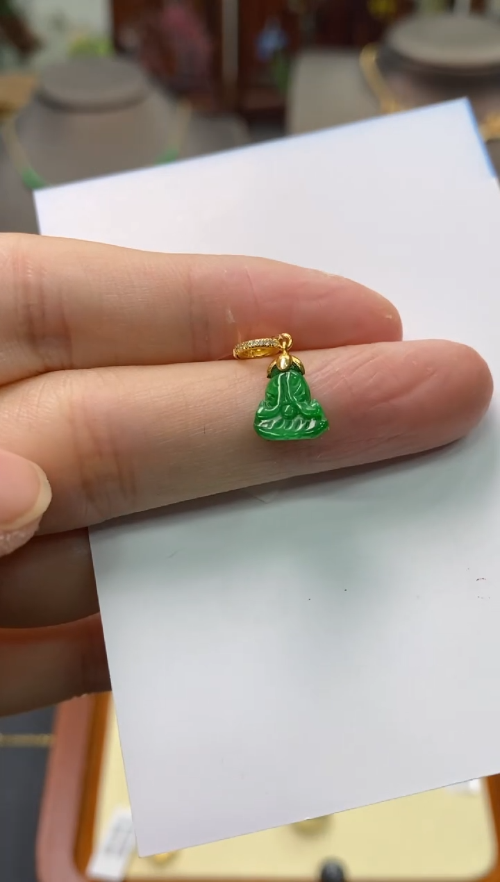 【闪购商品】翡翠颈饰18K金镶嵌净货13942