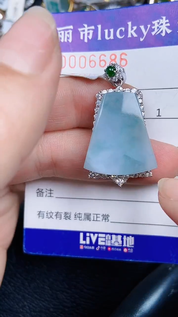 颈饰银S925镶嵌翡翠6686