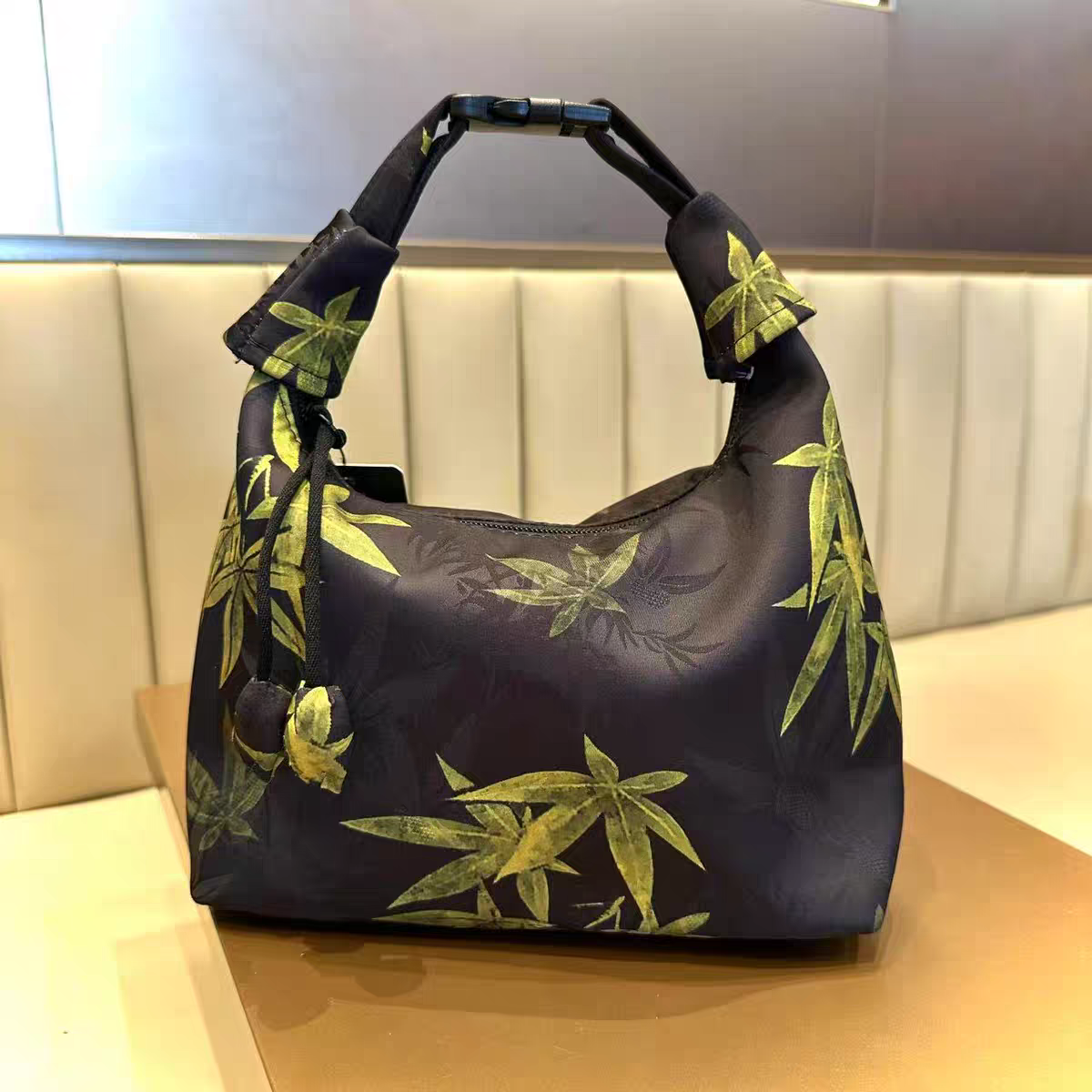 月牙包竹报平安 柿柿如意 紫韵牡丹新中式手提包