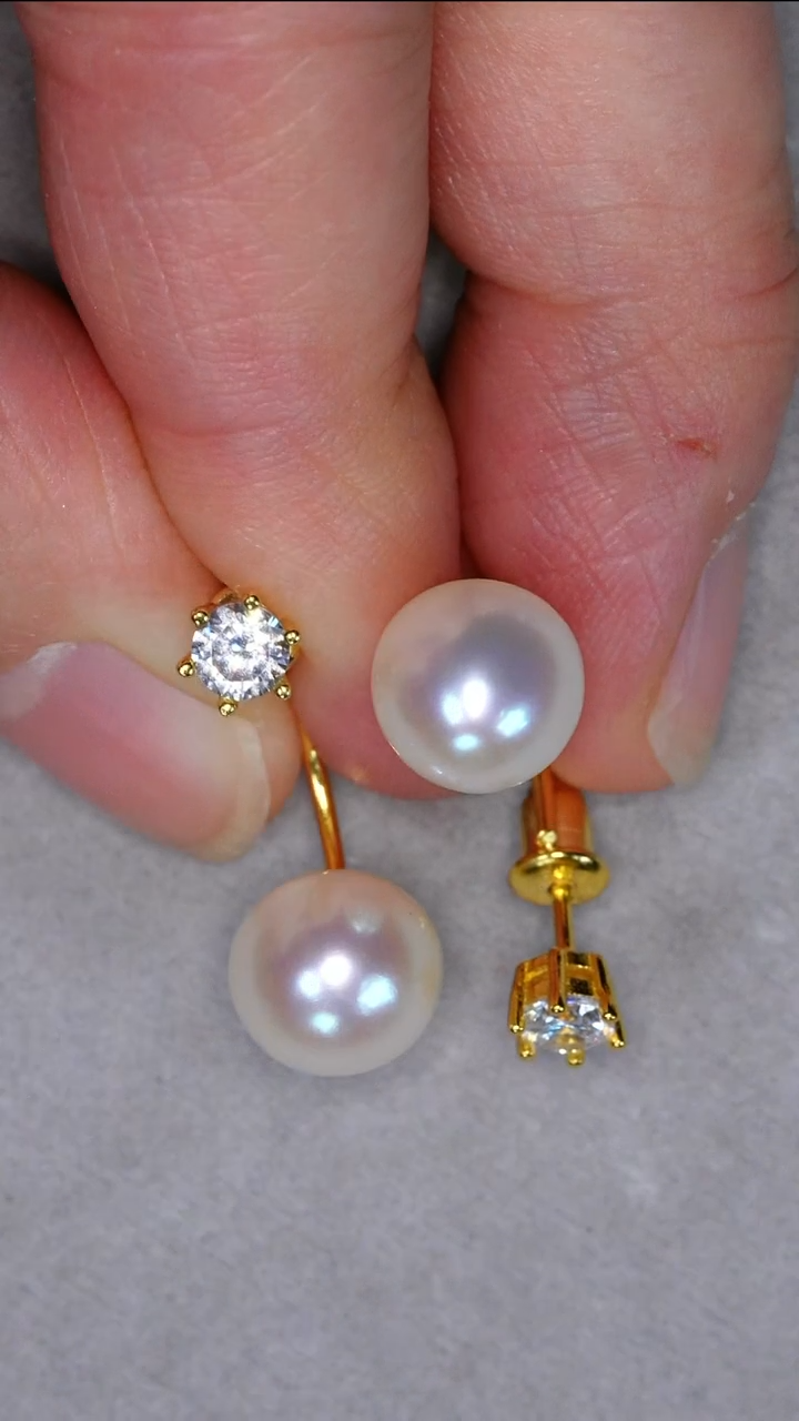 【闪购商品】淡水珍珠耳环银S925镶嵌淡水珍珠耳环s925银