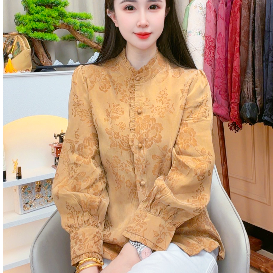 【喜上眉梢】中式改良挂霜设计师老料砂洗气质百搭小衫 