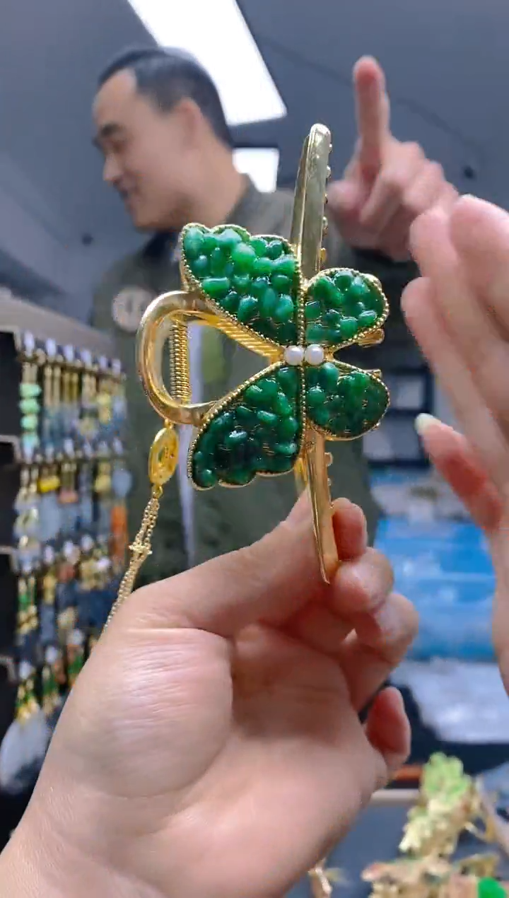 【闪购商品】翡翠耳饰合金0282翡翠发簪