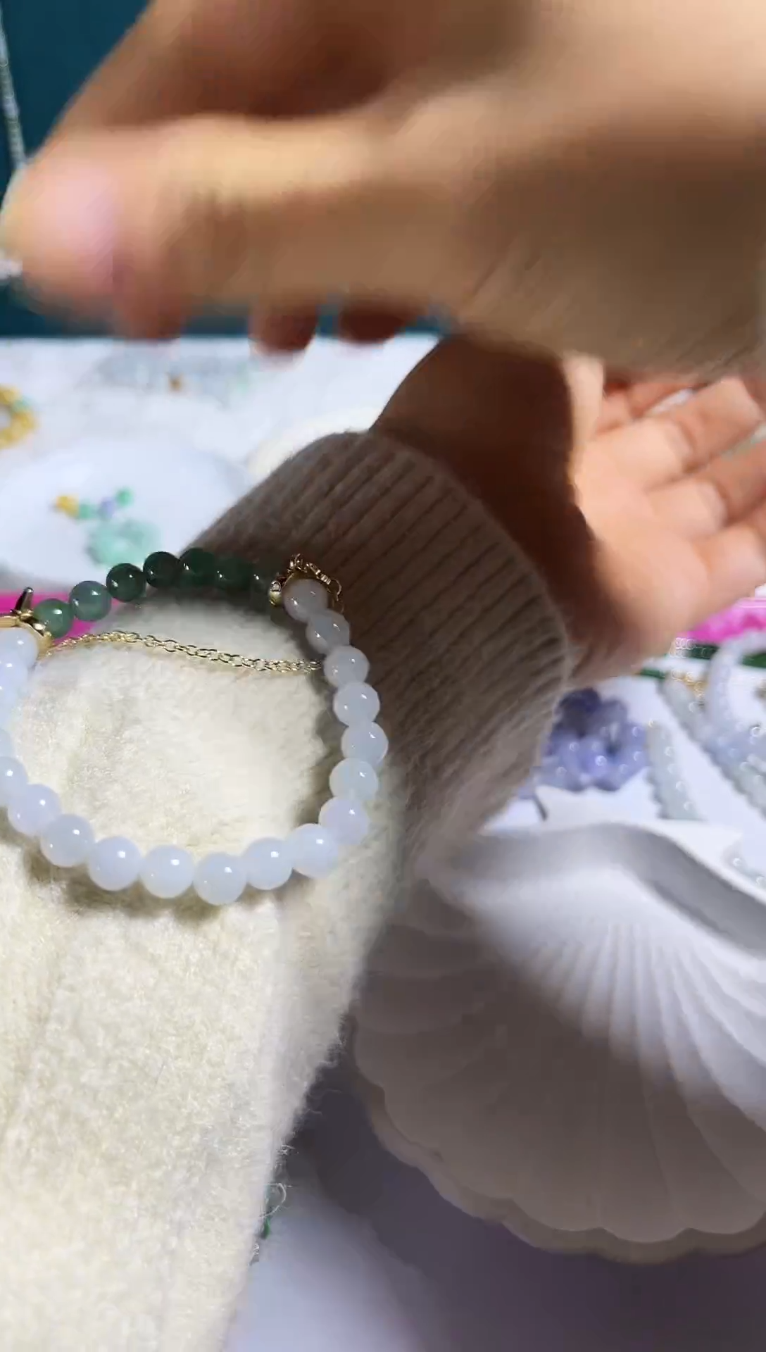 未镶嵌手链翡翠翡翠珠链7.0