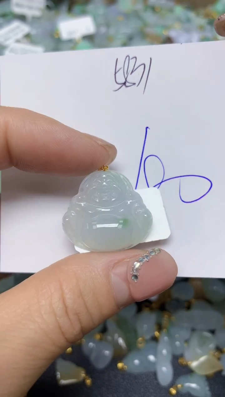 【闪购商品】翡翠挂件18K金镶嵌 天然翡翠A货