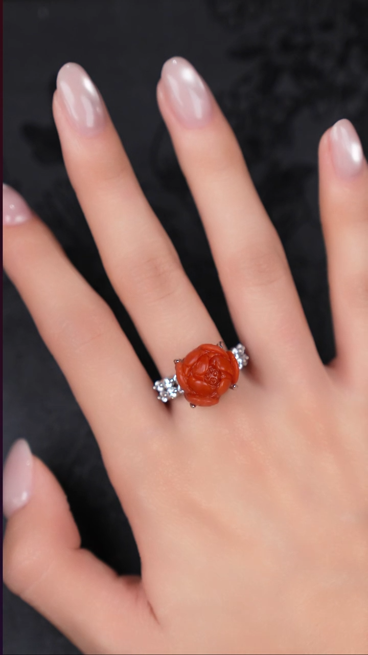 银S925镶嵌南红玛瑙戒指工厂抛货 不退不换 多样性发其1