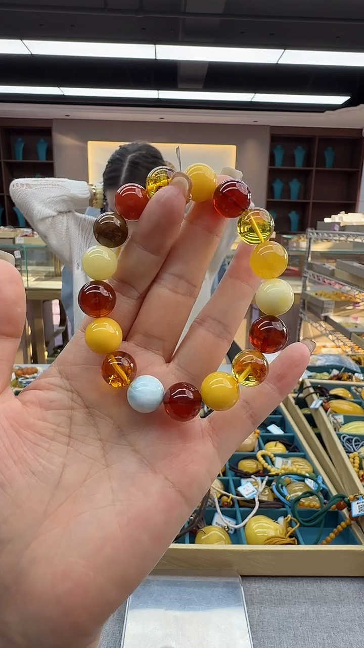 手链琥珀未镶嵌130秒拍号 假一罚三 12mm