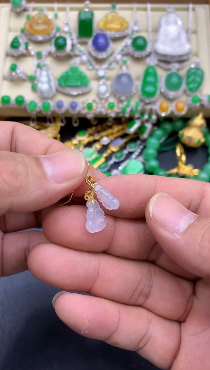 18K金镶嵌翡翠耳饰374-中国好珍宝