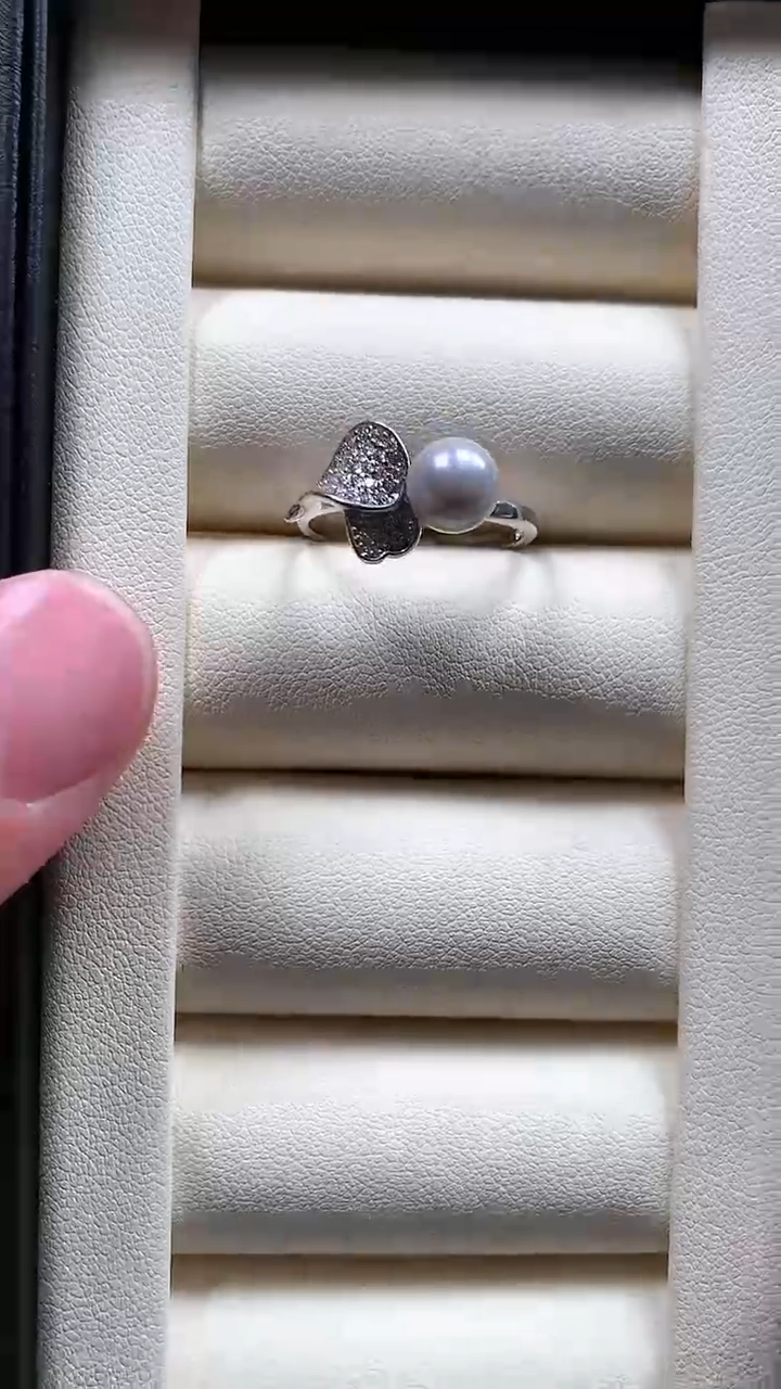 【闪购商品】海水珍珠戒指银S925镶嵌真多麻珍珠戒指