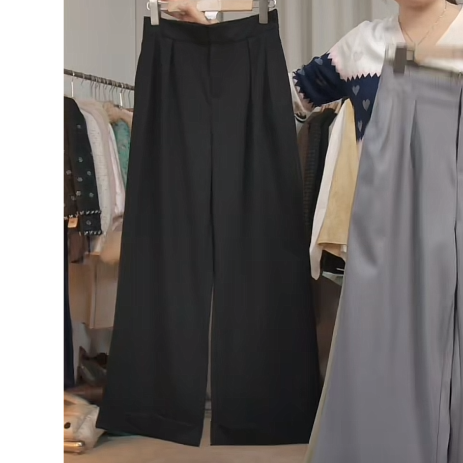 春季新款高端定制垂感休闲裤高腰阔腿裤