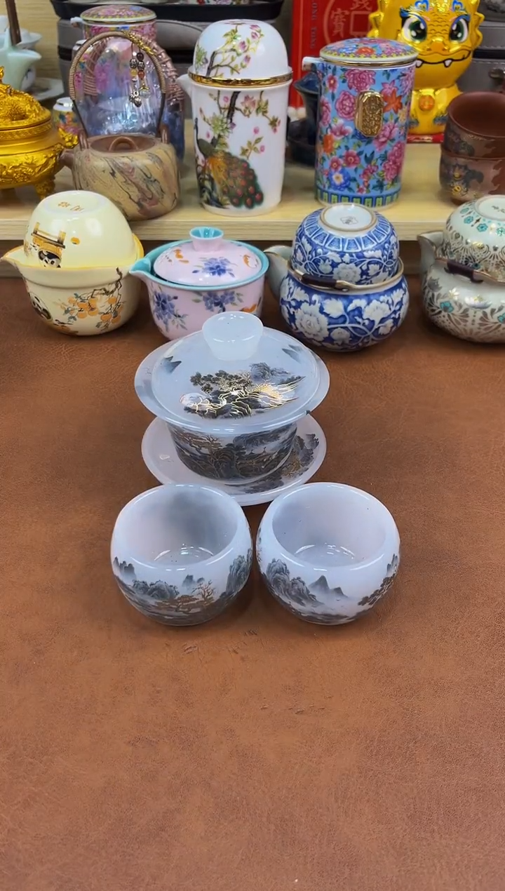 陶瓷茶具摆件旅行套组