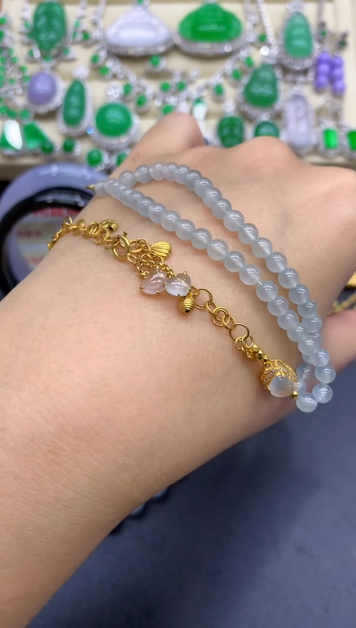 18K金镶嵌手链翡翠90-中国好珍宝