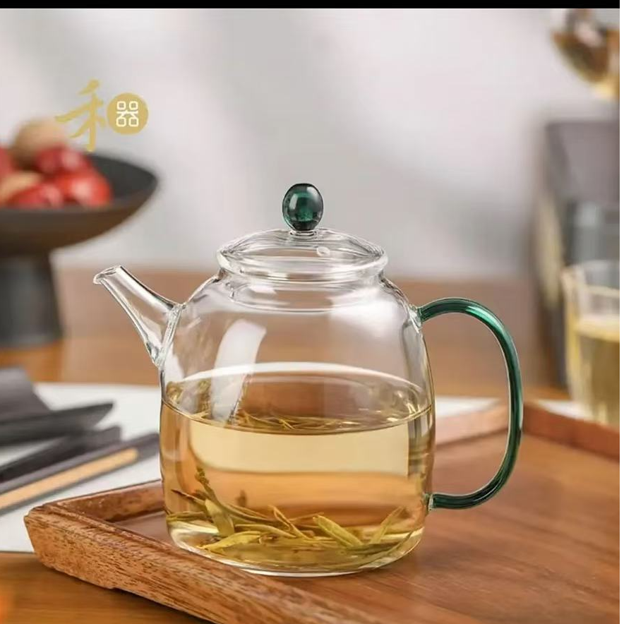 禾器晶彩·宴臣壶墨绿色玻璃泡茶壶2025茶具茶器建议容量:280ml