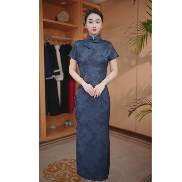 山涧 全开襟日常气质显瘦文艺优雅复古长款旗袍