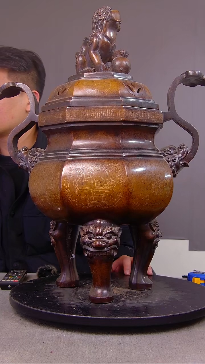 鼎**助山水铜缘紫铜香炉结缘1111