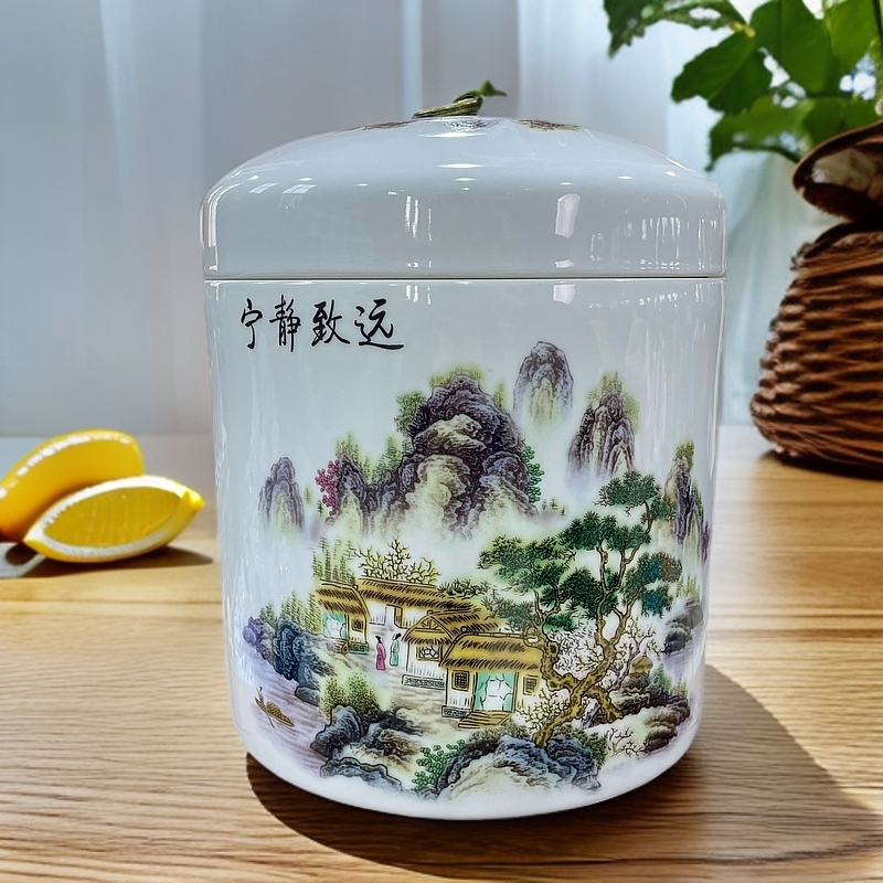 宁静致远十斤装茶饼罐储物罐