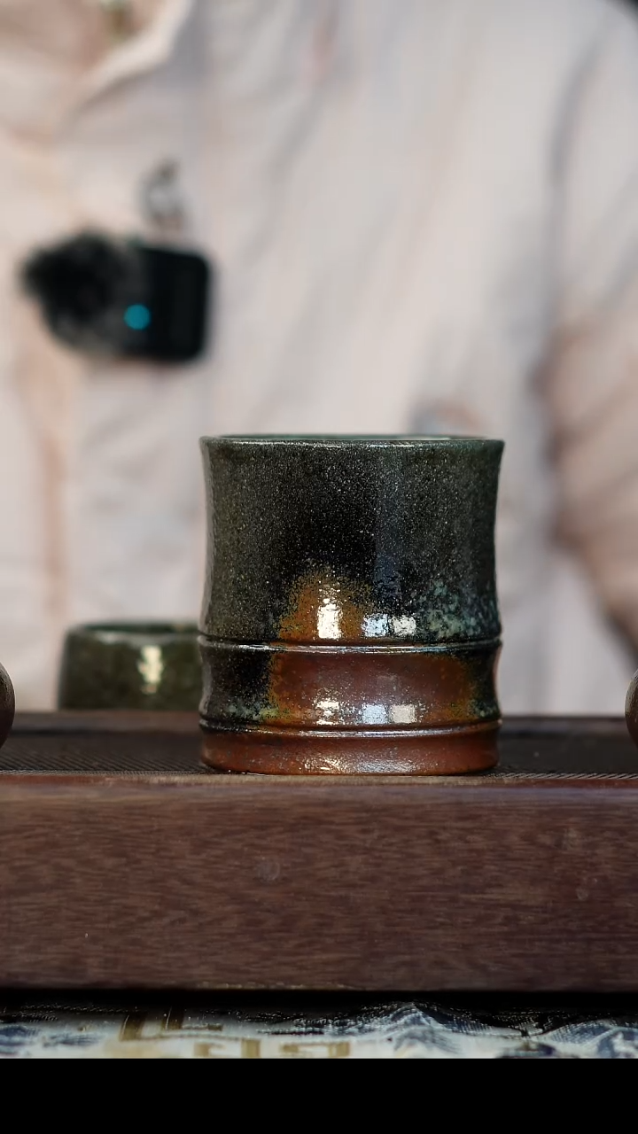 茶壶紫砂柴烧紫砂 竹节杯250cc