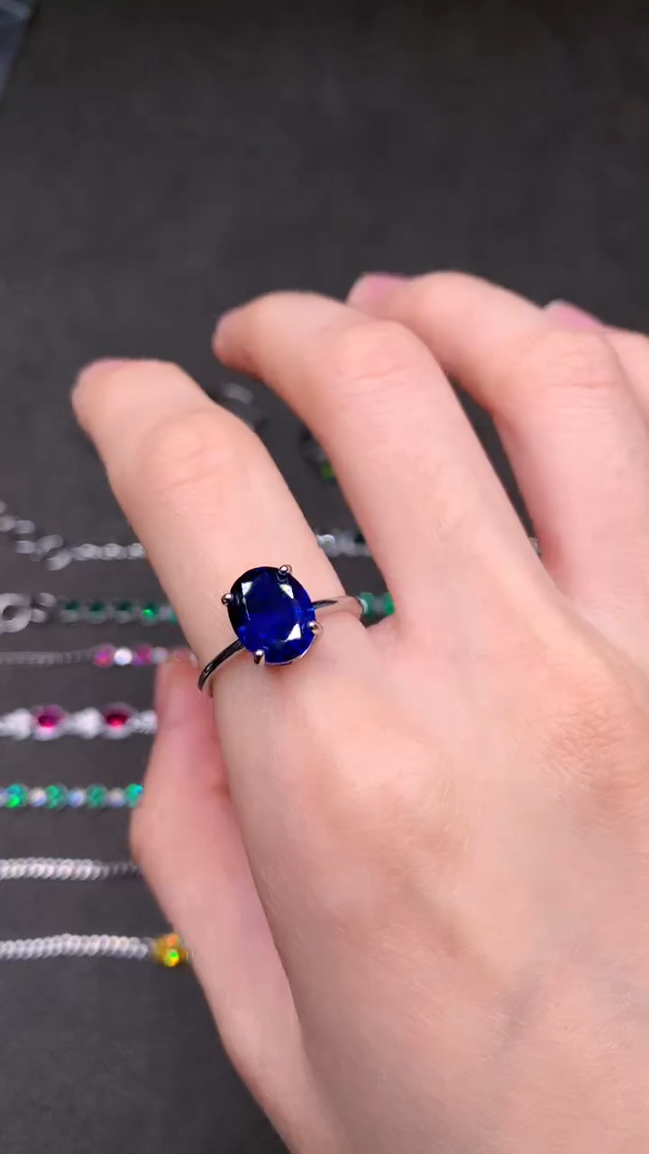 【闪购商品】蓝宝石戒指银S925镶嵌...