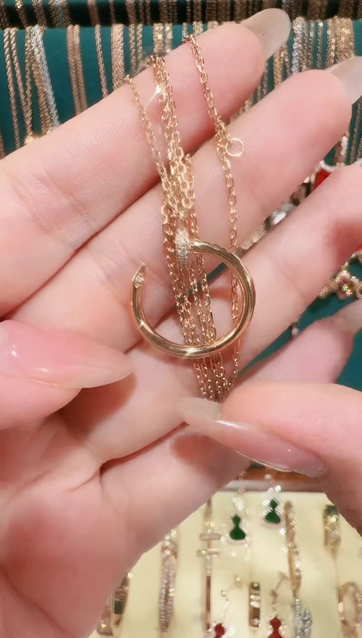 【闪购商品】钻石套链18K金镶嵌头尾钉子套链