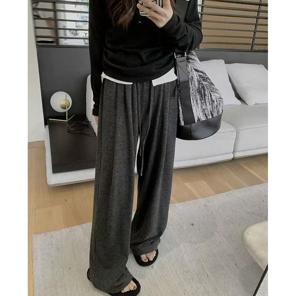 【现货】XQ2687秋冬新款简约休闲慵懒遛弯裤大码女装裤子