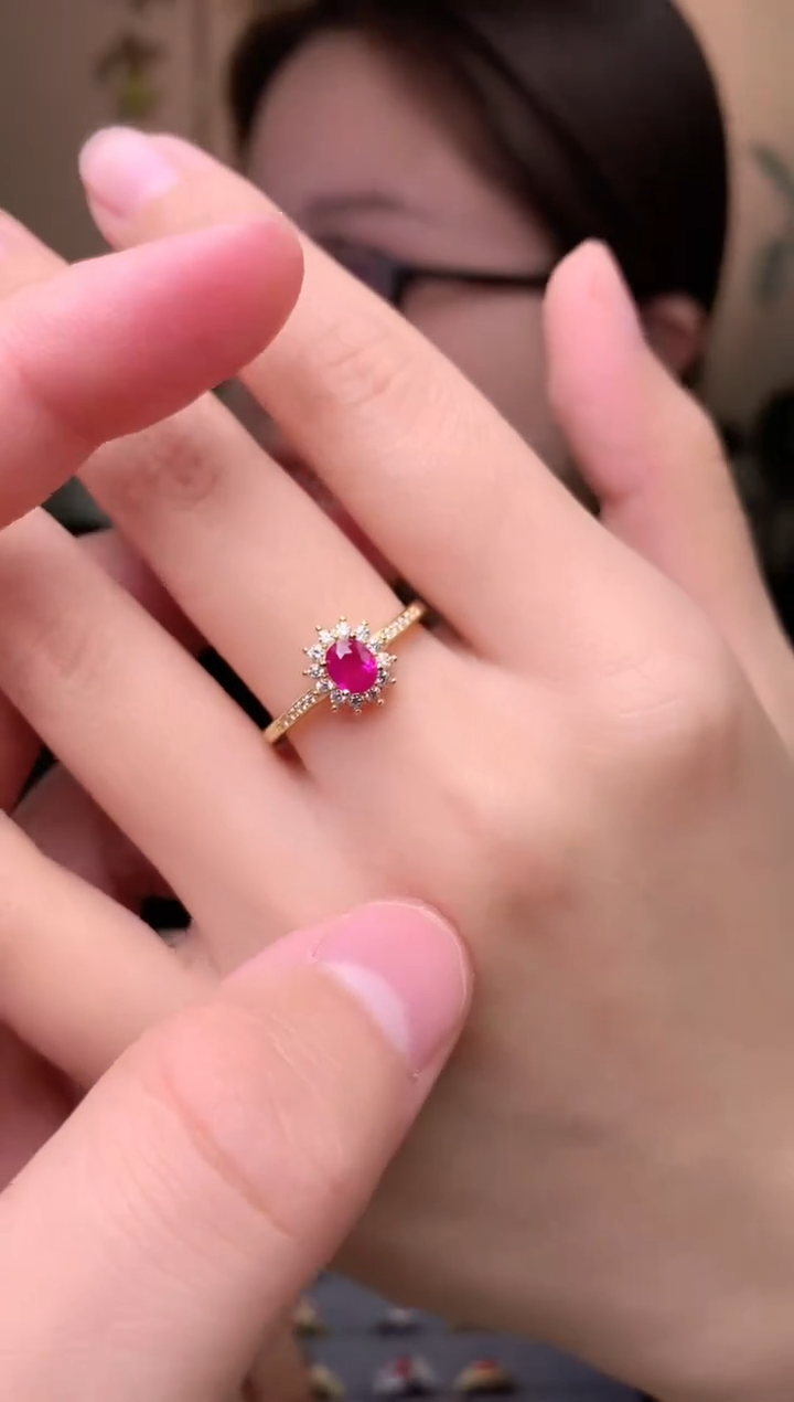 【闪购商品】红宝石戒指银S925镶嵌戒指