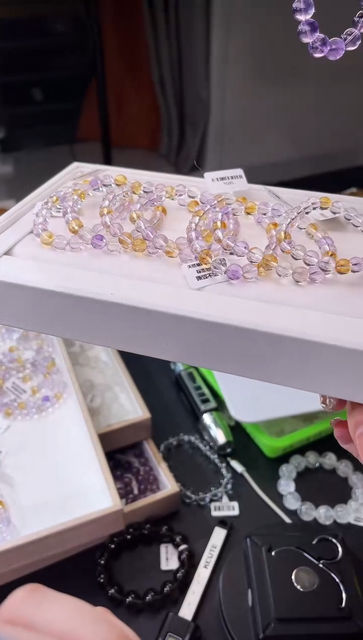 【闪购商品】水晶/未镶嵌净透紫黄晶8mm