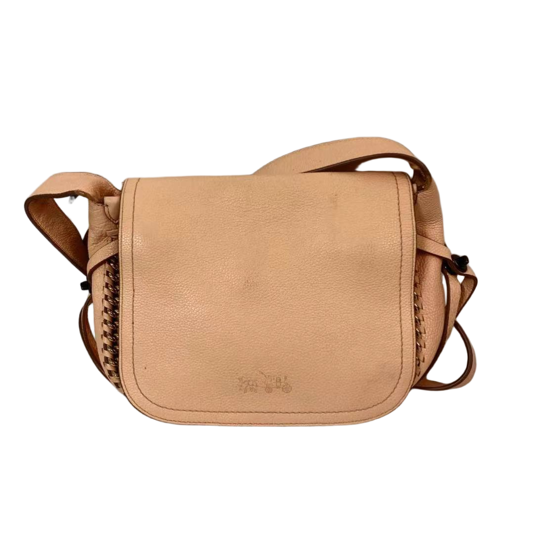 95新 COACH/蔻驰 杏色全皮男士单肩斜挎包AF-2390-B牛皮翻盖