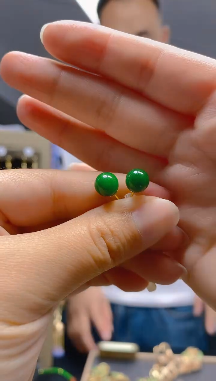 翡翠合金耳饰0257翡翠耳钉