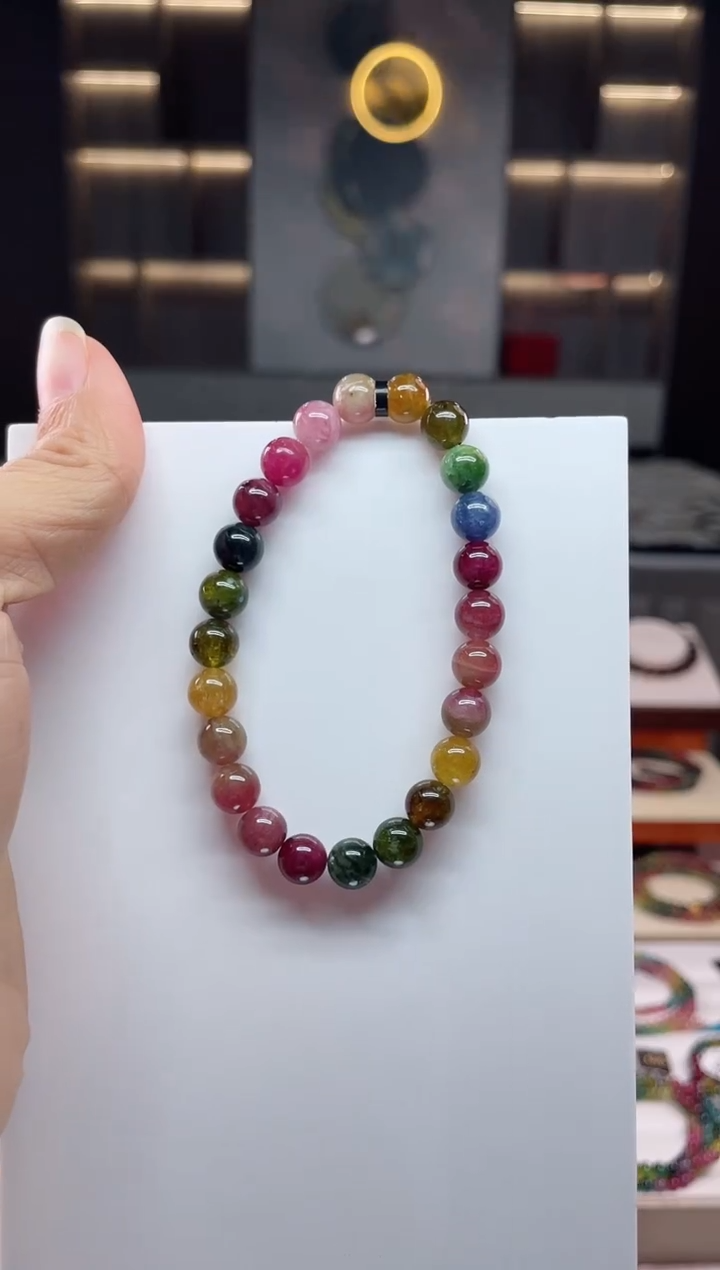 未镶嵌老矿碧玺单圈手串7mm+碧玺（多样性发一条）Q