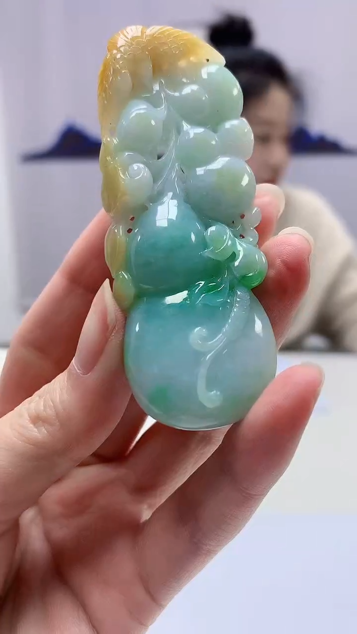 【闪购商品】定制翡翠未镶嵌4902zm-毛货挂件葫芦212