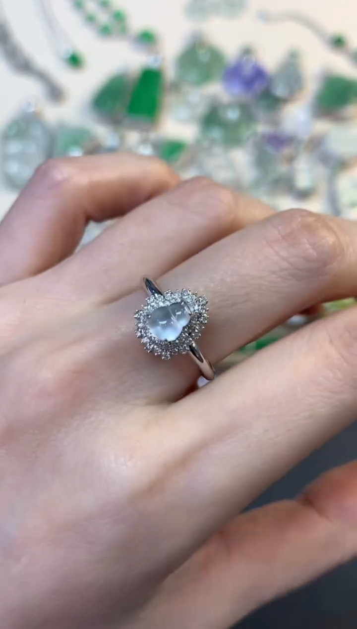 翡翠18K金镶嵌戒指葫芦戒指2980