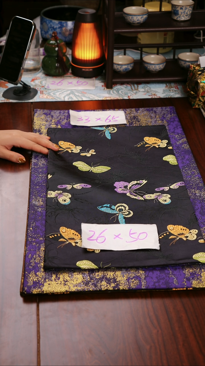 【梦幻蝴蝶双面】中国风干泡织锦茶席26*50