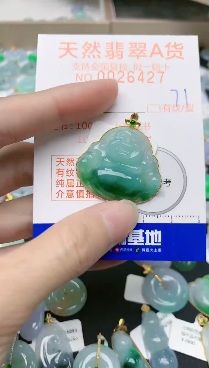 【闪购商品】翡翠颈饰18K金镶嵌71天然翡翠A货 