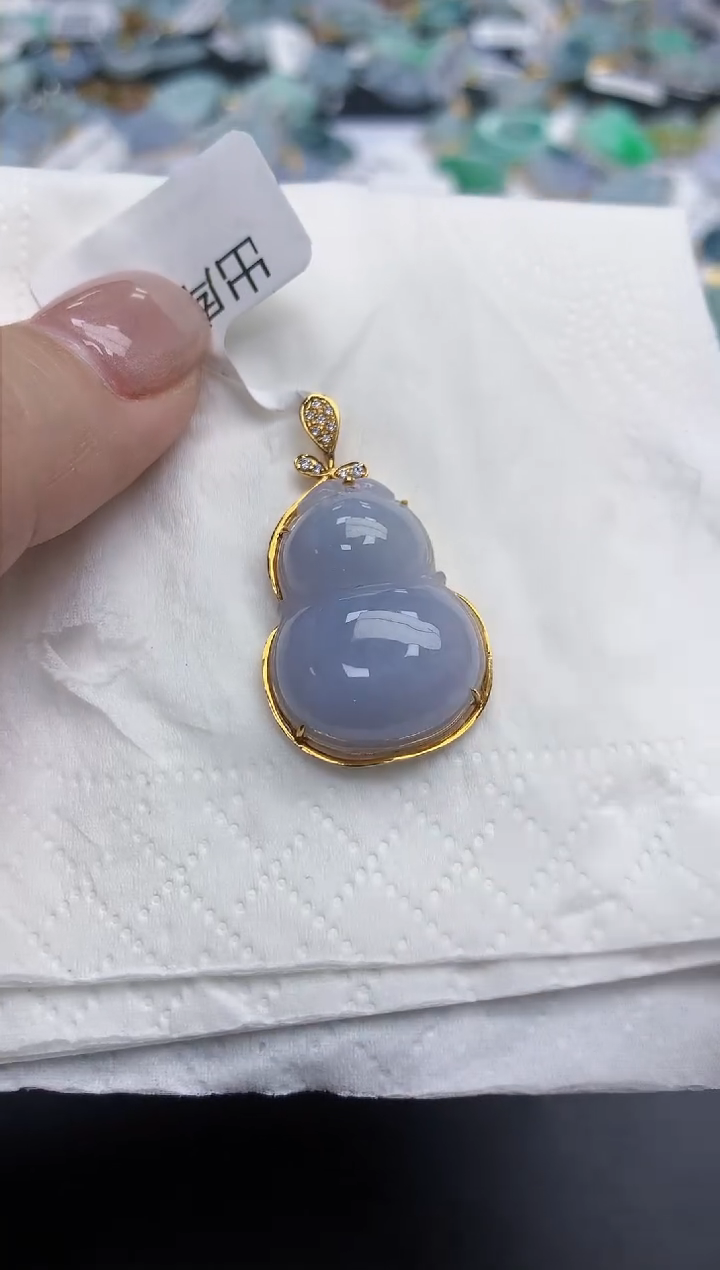 【闪购商品】翡翠颈饰18K金镶嵌天然缅甸翡翠A货