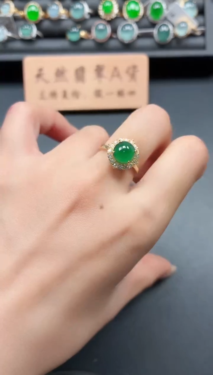 银S925镶嵌戒指翡翠111