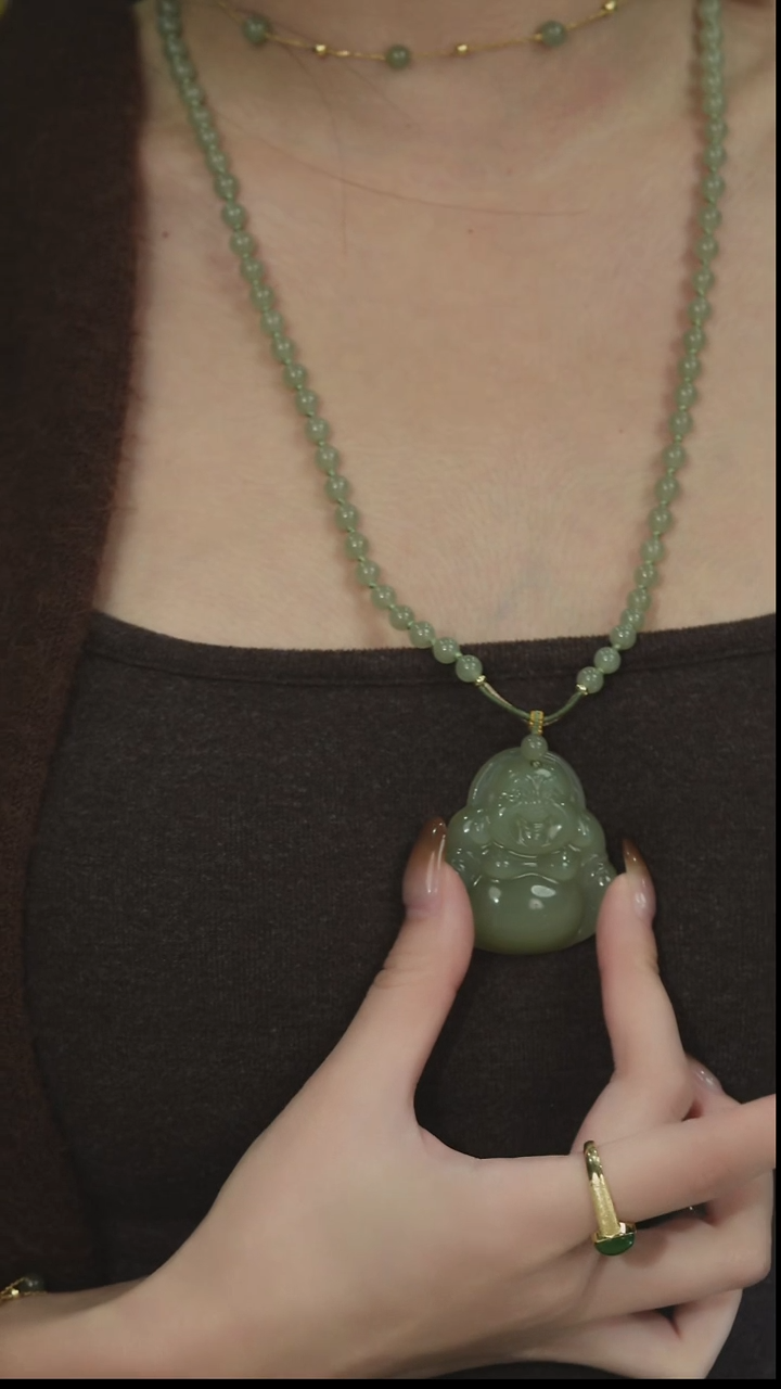 颈饰未镶嵌和田玉45mm和田玉佛公