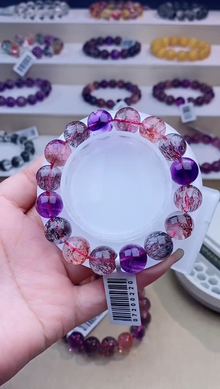 未镶嵌手链水晶黑加仑超七12m+