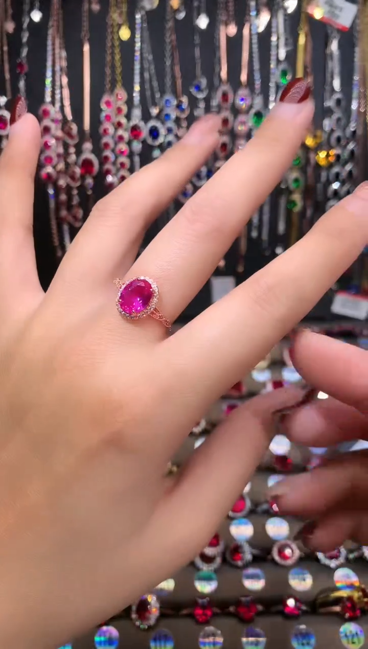 【闪购商品】蓝宝石戒指银S925镶嵌玫瑰金