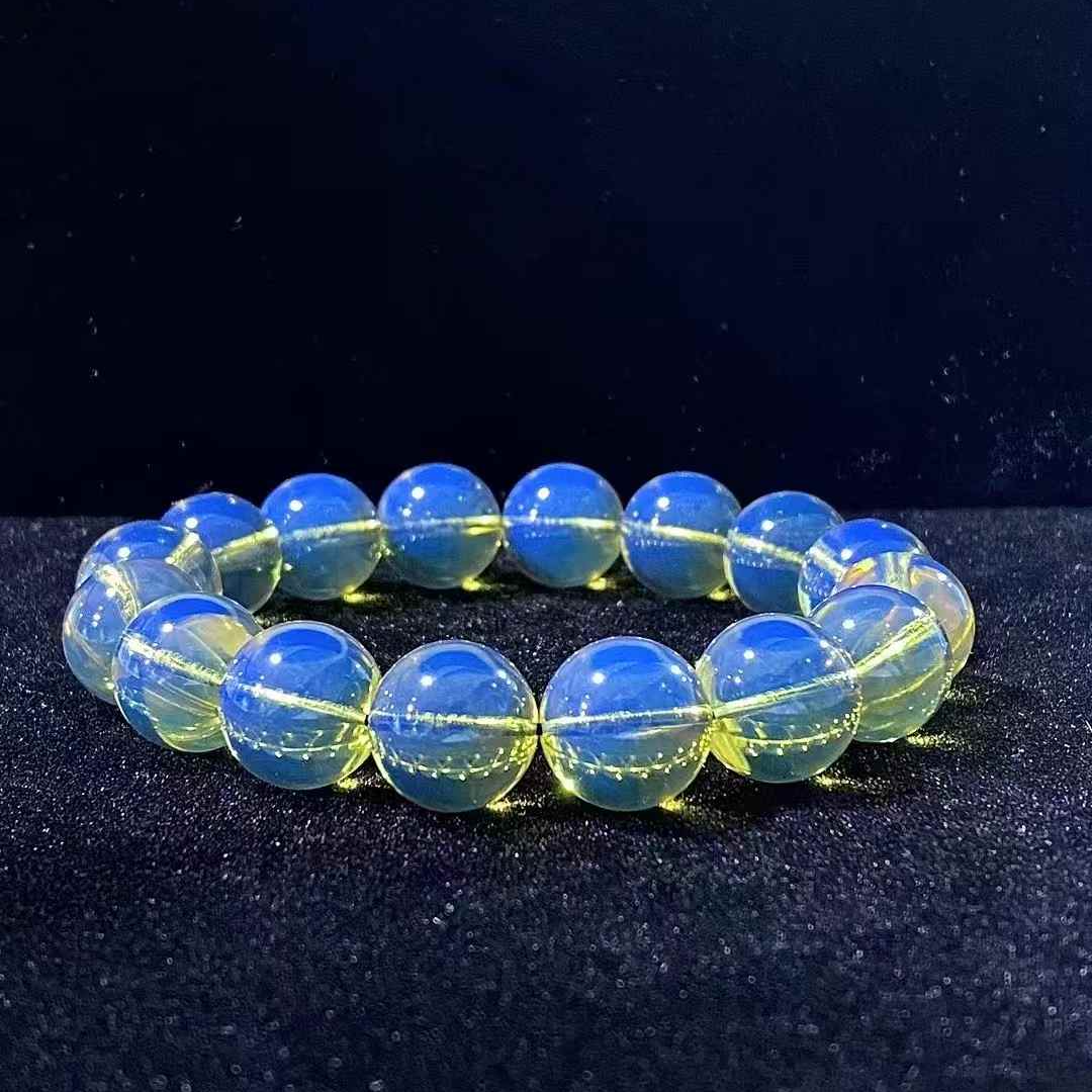 【圆珠·大尺寸】异色珀天空蓝琥珀手链净水无瑕疵天然蓝珀单圈手串