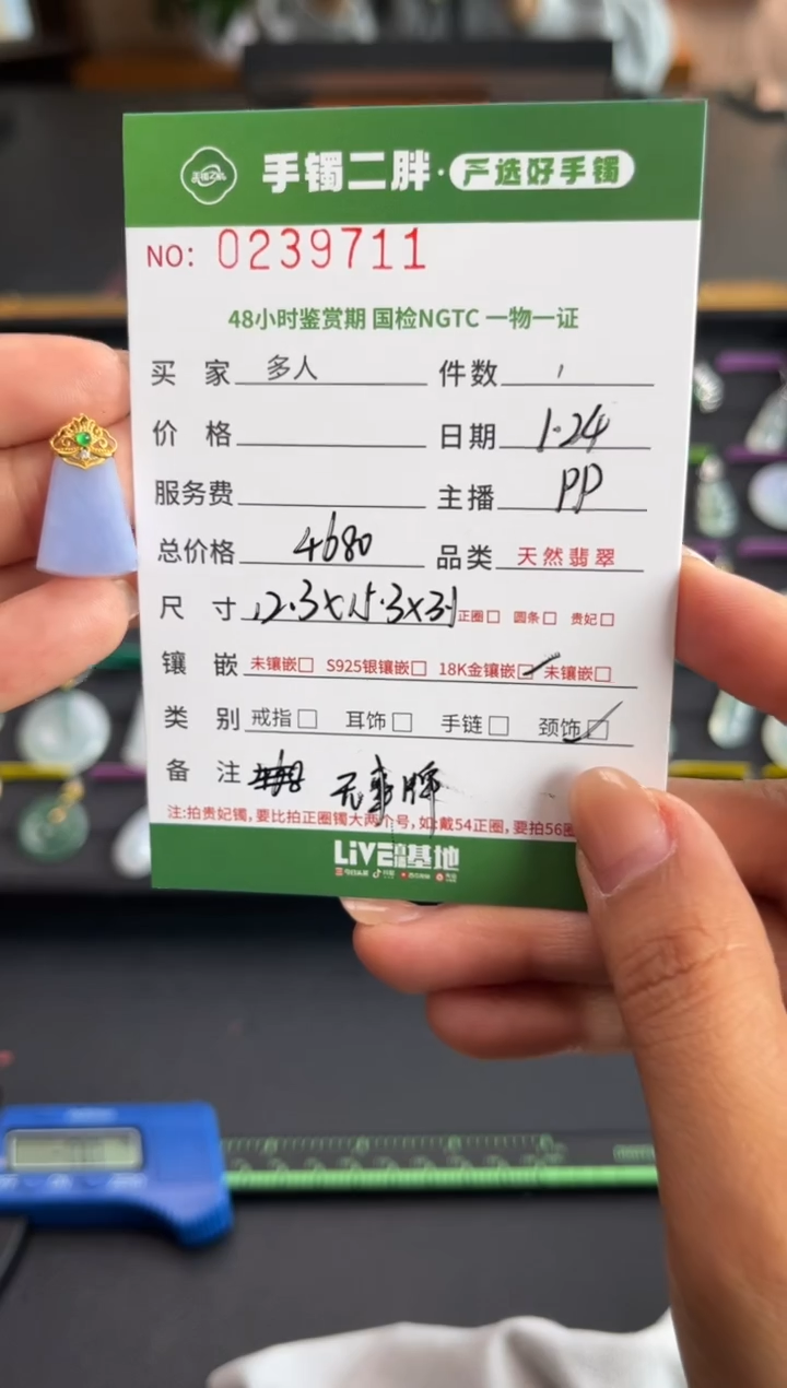 【闪购商品】翡翠吊坠(不含链)18K金镶嵌多人