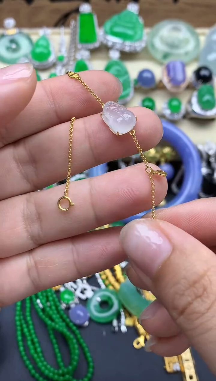 18K金镶嵌手链翡翠377-春日珠宝