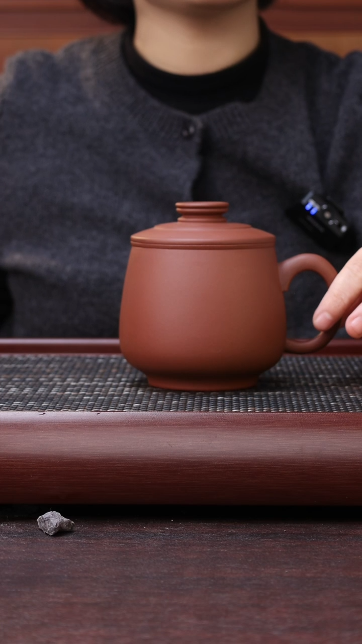 【闪购商品】紫砂茶杯三件套盖杯红皮龙