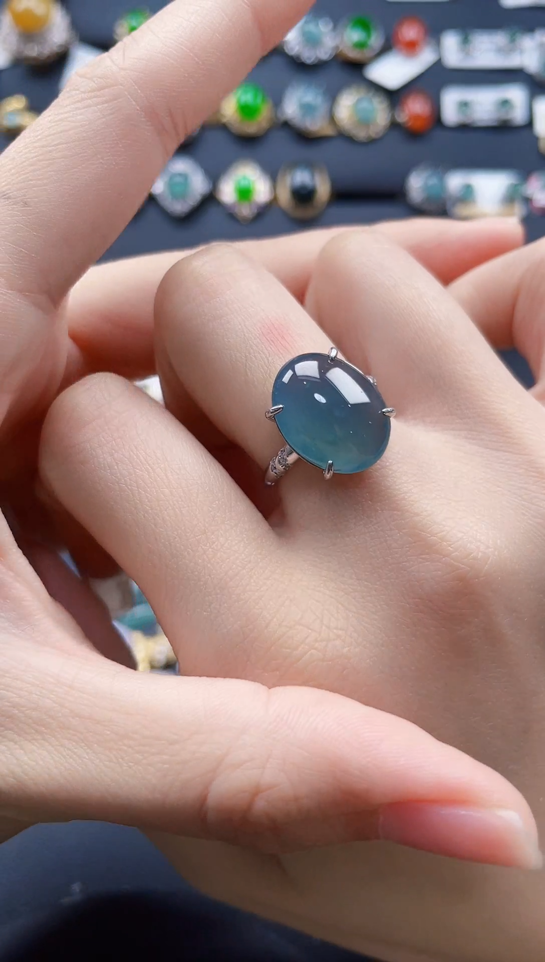 【闪购商品】翡翠戒指银S925镶嵌547654765