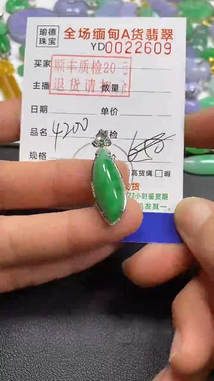 吊坠(不含链)18K金镶嵌翡翠随型