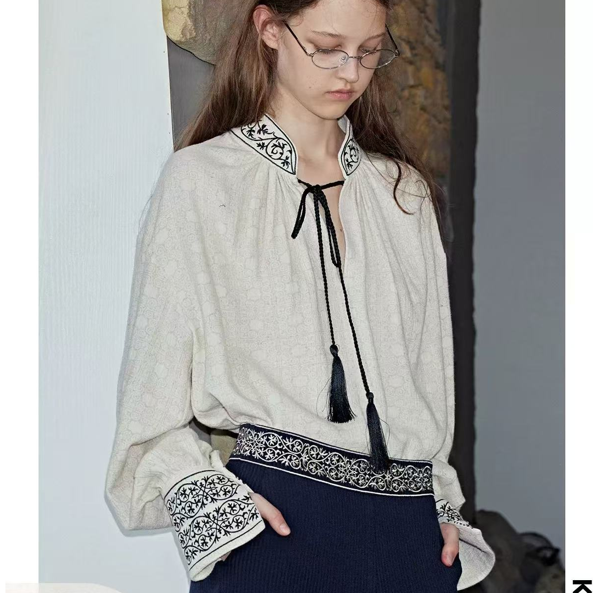 纯色刺绣宽松型衬衫防晒衣百搭蕾丝外搭女士气质衬衣夏季春夏