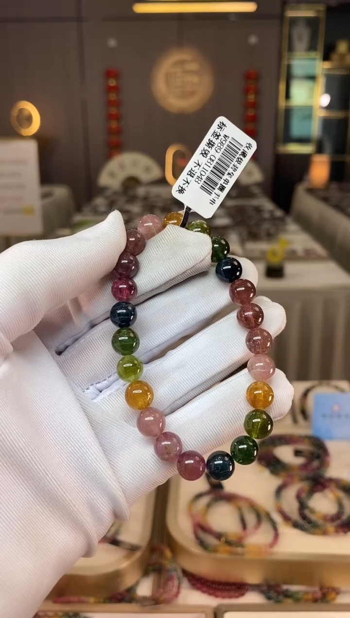 未镶嵌老矿碧玺彩虹单圈手串8mm+碧玺多样性发货一条xion