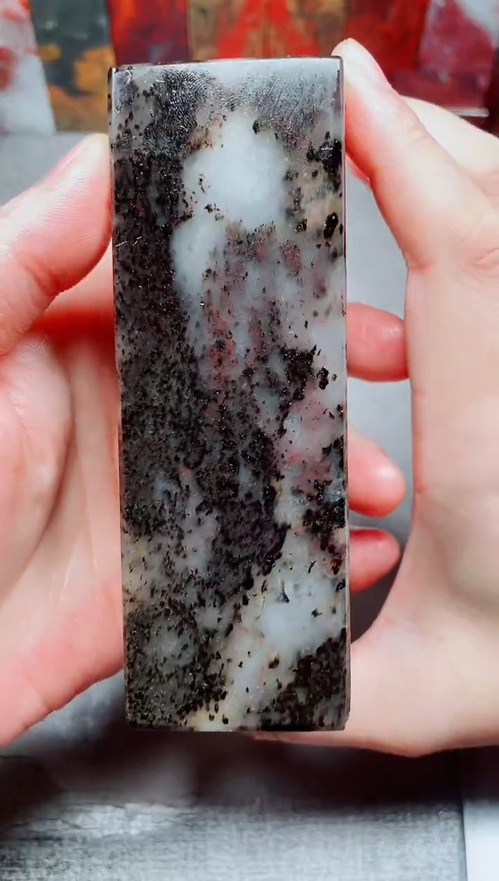 玉桂林鸡血玉素章玉化水墨23