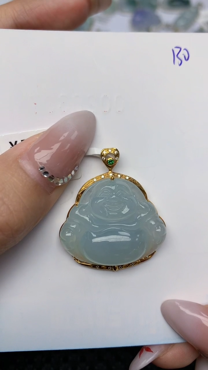 【闪购商品】翡翠颈饰18K金镶嵌天然翡翠A货