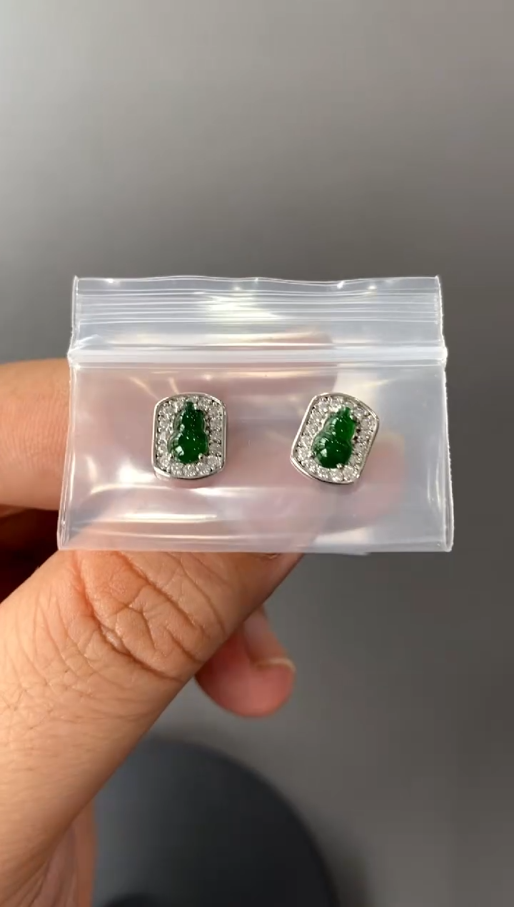 【闪购商品】翡翠耳饰银S925镶嵌买断价