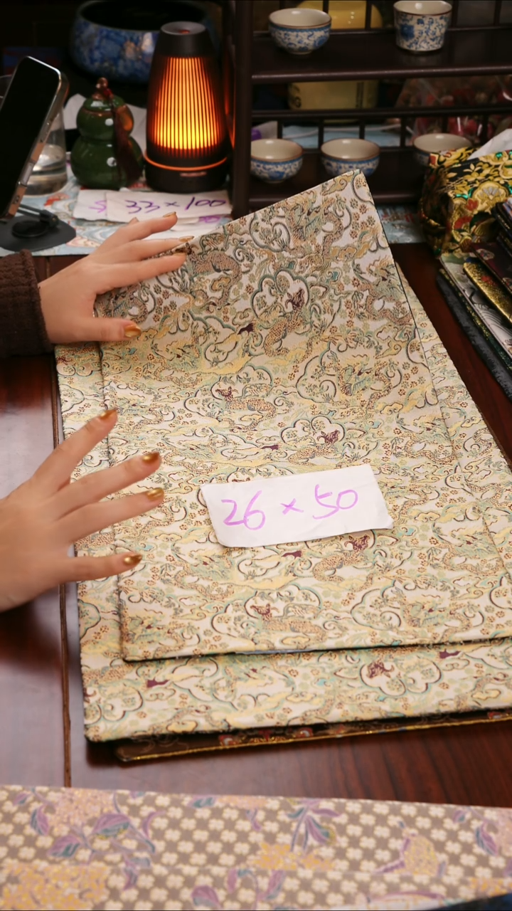 【龙纹双面】中国风干泡织锦茶席26*50